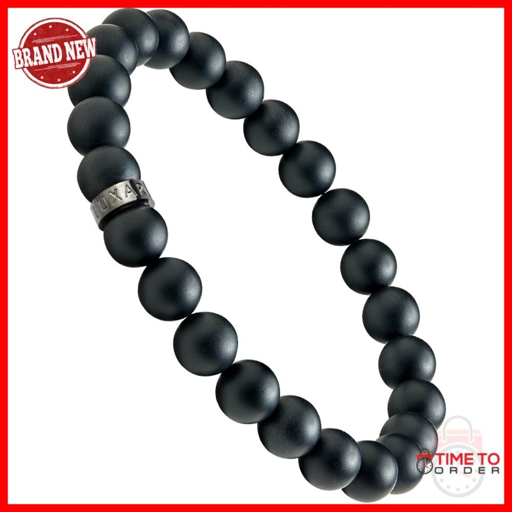 Men's Onyx Bead Bracelet, 8mm Stone, Sterling Silver Accent, Minimalist